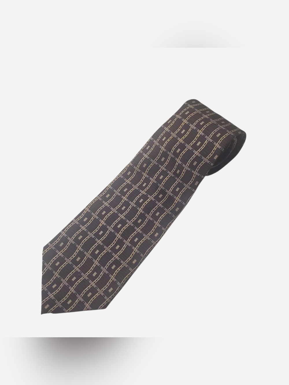 Vtg 100% Silk Tie Mens Classic Designer Geometric Retro Carlos Devenizia Necktie